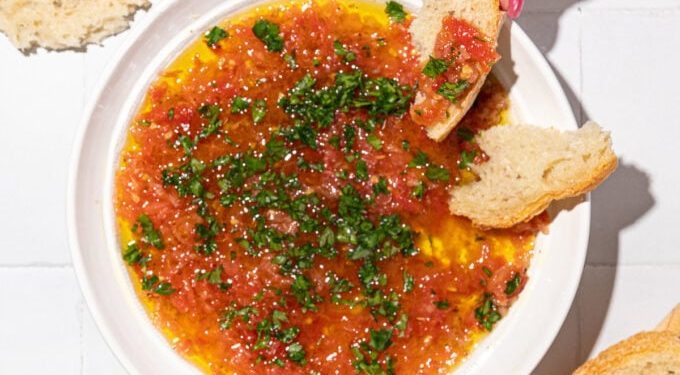 Olive Oil, Fresh Garlic + Tomato Bread Dip