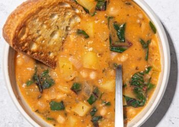 Filling White Bean Stew with Potatoes and Greens