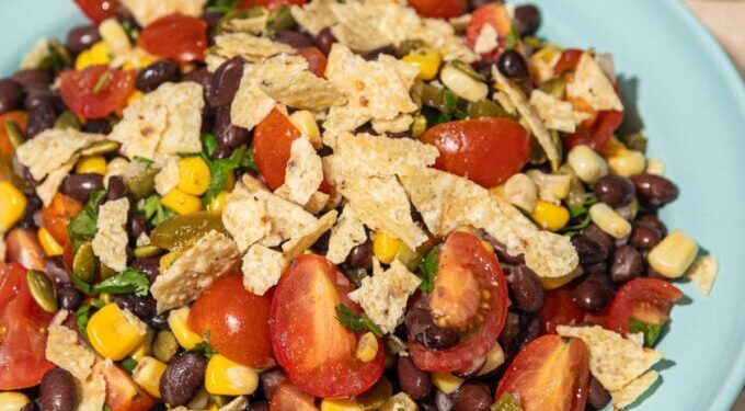 High Fiber Black Bean Crunch Salad with Corn