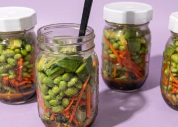 High Protein Edamame Salad with Sesame Ginger Dressing