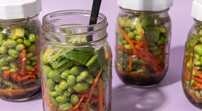 High Protein Edamame Salad with Sesame Ginger Dressing